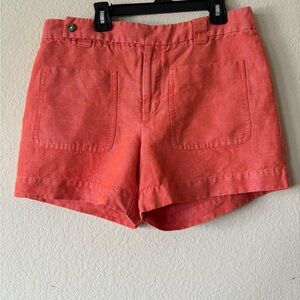 Anthropologie Daughters of the Liberation Orange Linen Shorts‎ Size 10